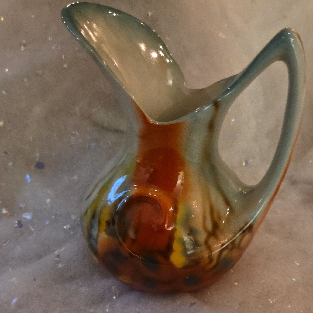 Artistic Ceramic Pitcher with Multicolor Glaze